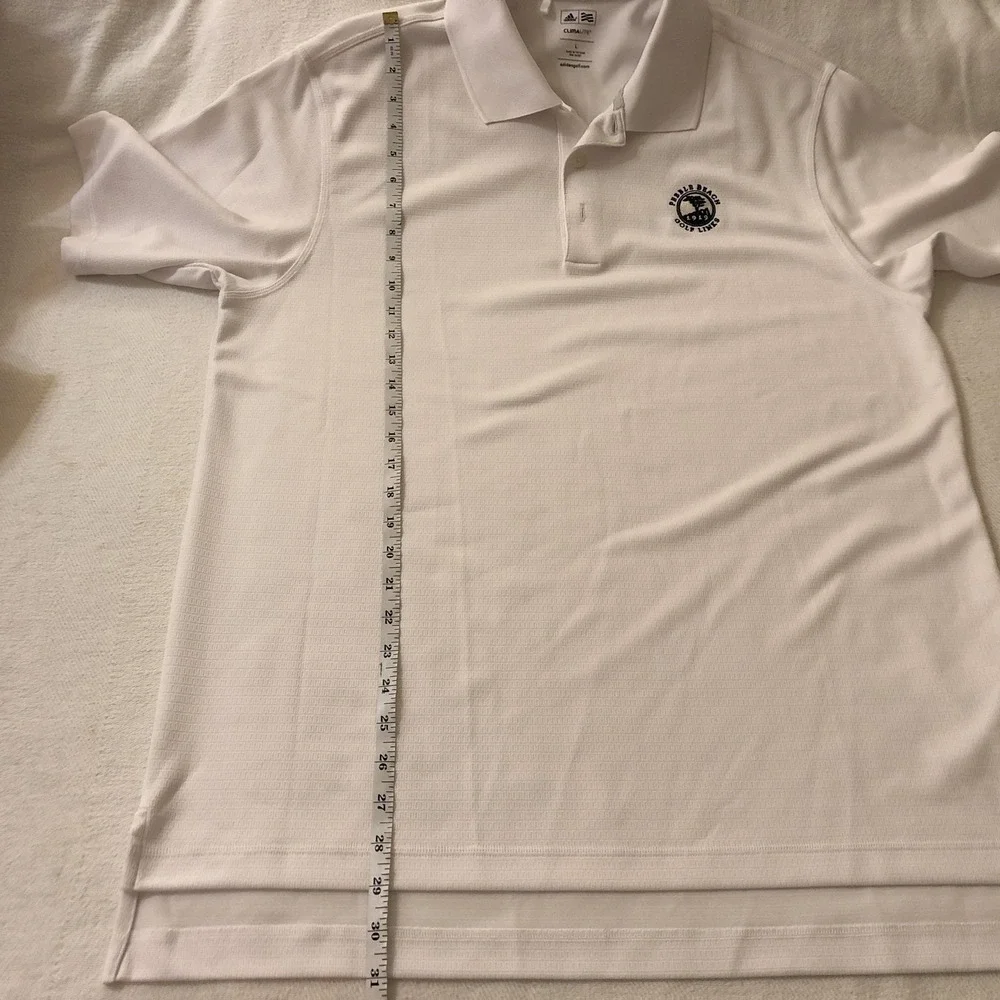 Adidas Polo Shirt Mens Large White Pebble Beach Golf Links Climalite Performance